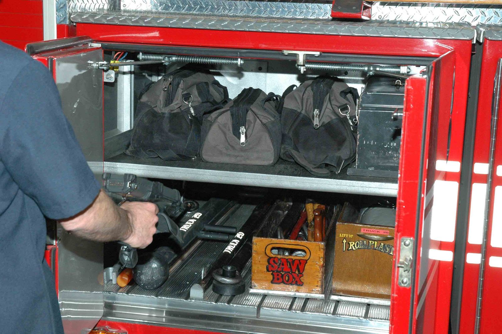 Worker scanning equipment during check-in and check-out
