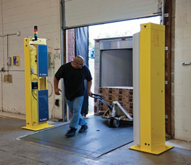 Fixed-reader RFID portal over a loading dock door